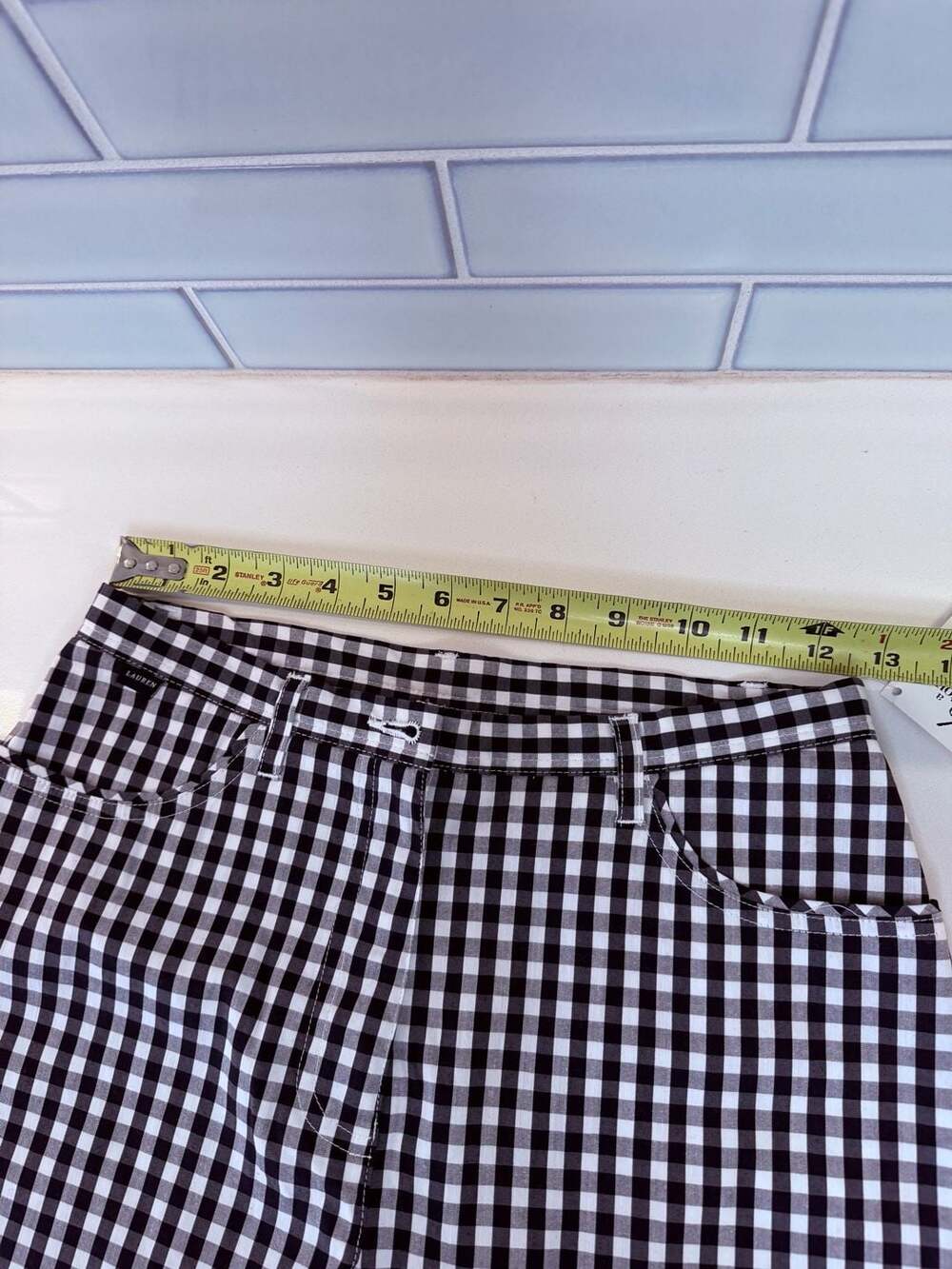 Lauren Ralph Lauren Petite Black and White Gingham Cropped Pants - size 2p - Picture 6 of 7
